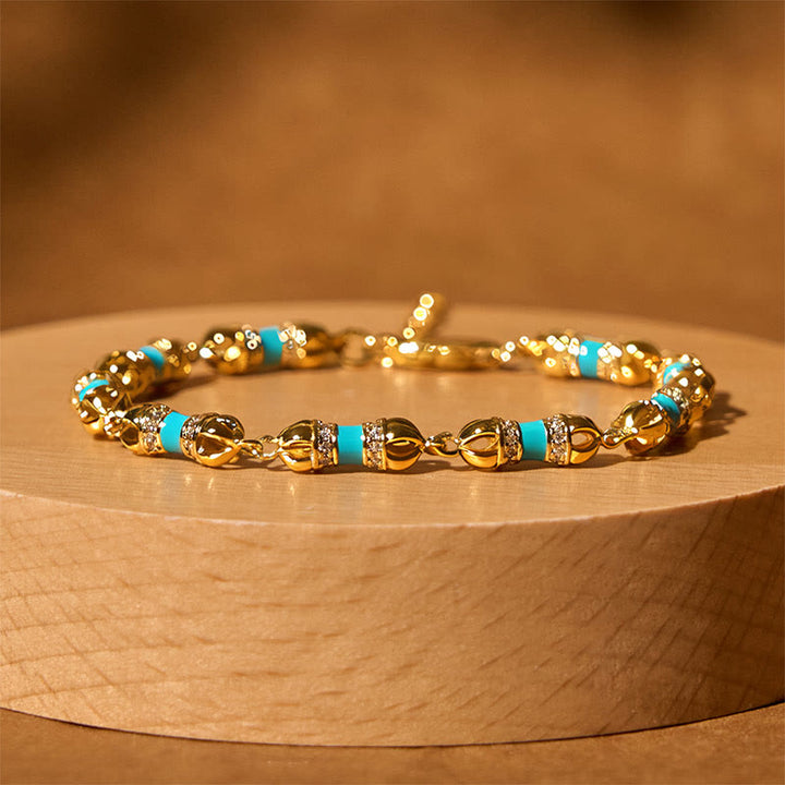 Bracciale Buddha Stones in rame e ottone placcato oro 24k Vajra Wealth Luck - image 1