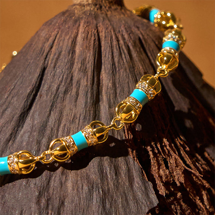 Bracciale Buddha Stones in rame e ottone placcato oro 24k Vajra Wealth Luck - image 3