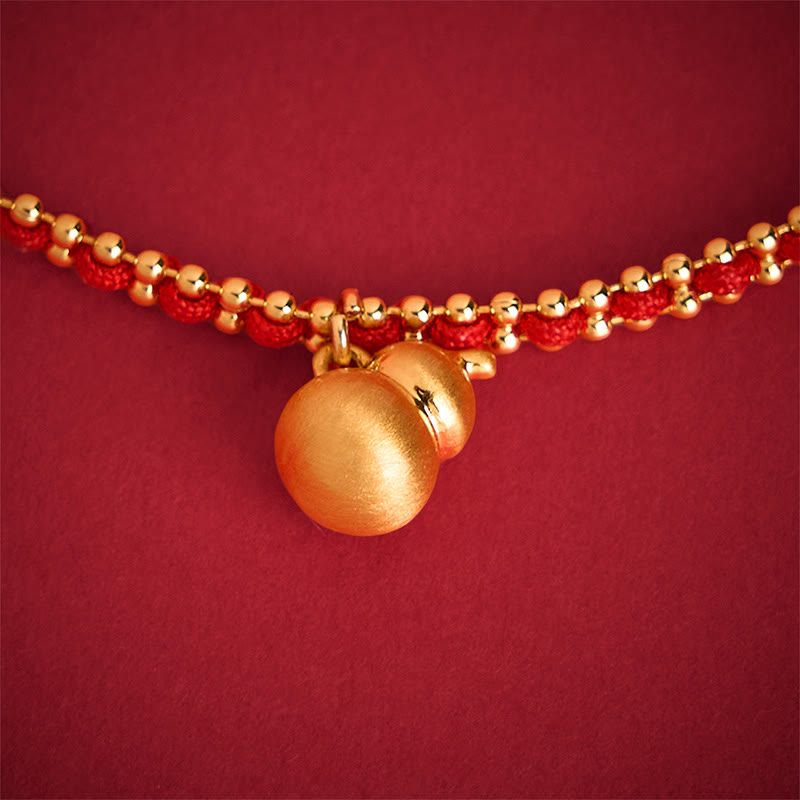 Bracciale Buddha Stones in corda rossa, rame e ottone, zucca, forza e ricchezza - image 3