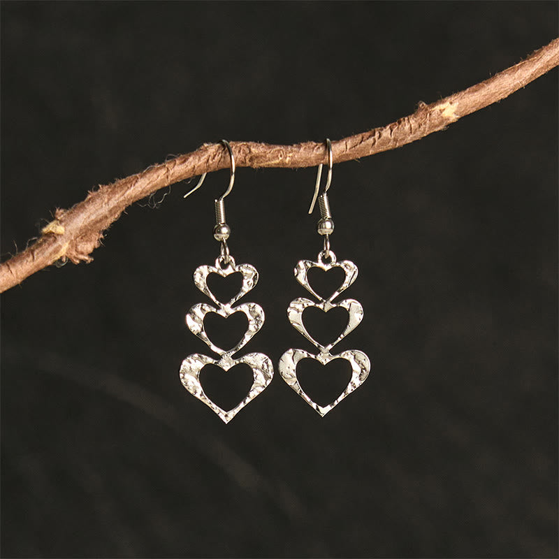 Orecchini eleganti con martelli in acciaio al titanio Buddha Stones - Forma a cuore argentata (montanti in acciaio al titanio) - image 13