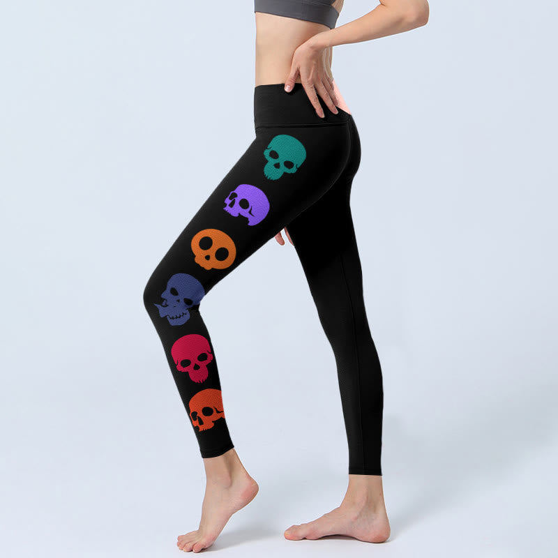 Leggings da palestra con stampa di teschi colorati Buddha Stones , pantaloni da yoga da donna - image 2