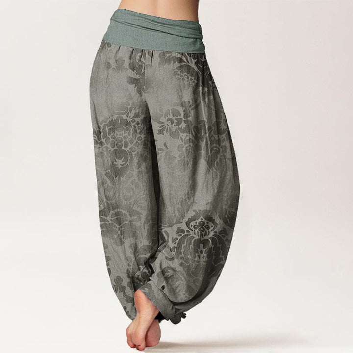 Pantaloni harem da donna in puro cotone con elastico in vita, motivo a fiori e foglie, stile casual, motivo Buddha Stones - image 9