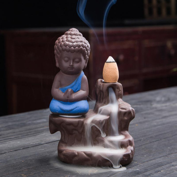 Buddha Stones Backflow Fumo Fontana Ceramica Benedizione Bruciatore Incenso Decorazione