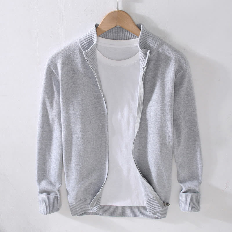Giacca da uomo in cotone a maniche lunghe con cerniera semplice e orlo inferiore a coste, motivo Buddha Stones - Gainsboro - US/UK/AU42, EU52 (3XL) - image 0