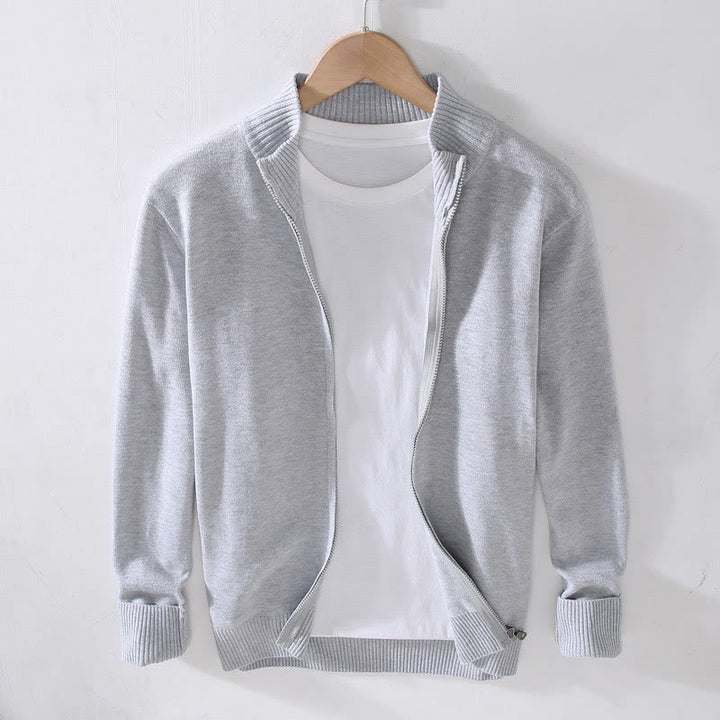Giacca da uomo in cotone a maniche lunghe con cerniera semplice e orlo inferiore a coste, motivo Buddha Stones - Gainsboro - US/UK/AU42, EU52 (3XL) - image 0