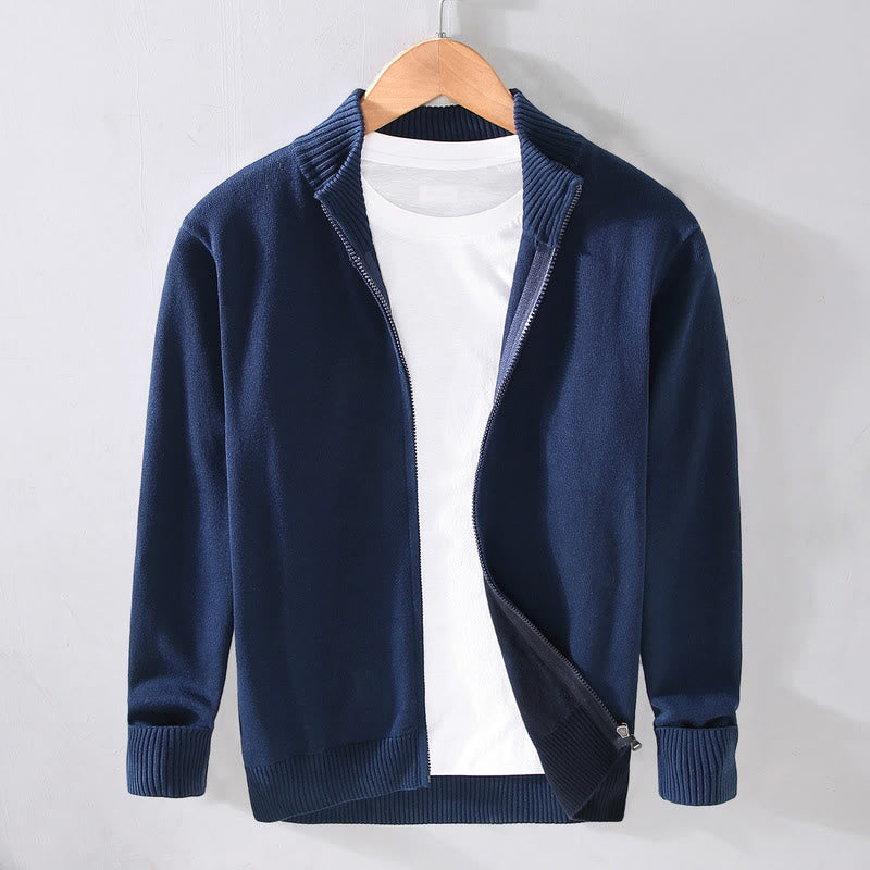 Giacca da uomo in cotone a maniche lunghe con cerniera semplice e orlo inferiore a coste, motivo Buddha Stones - Blu scuro - US/UK/AU42, EU52 (3XL) - image 12