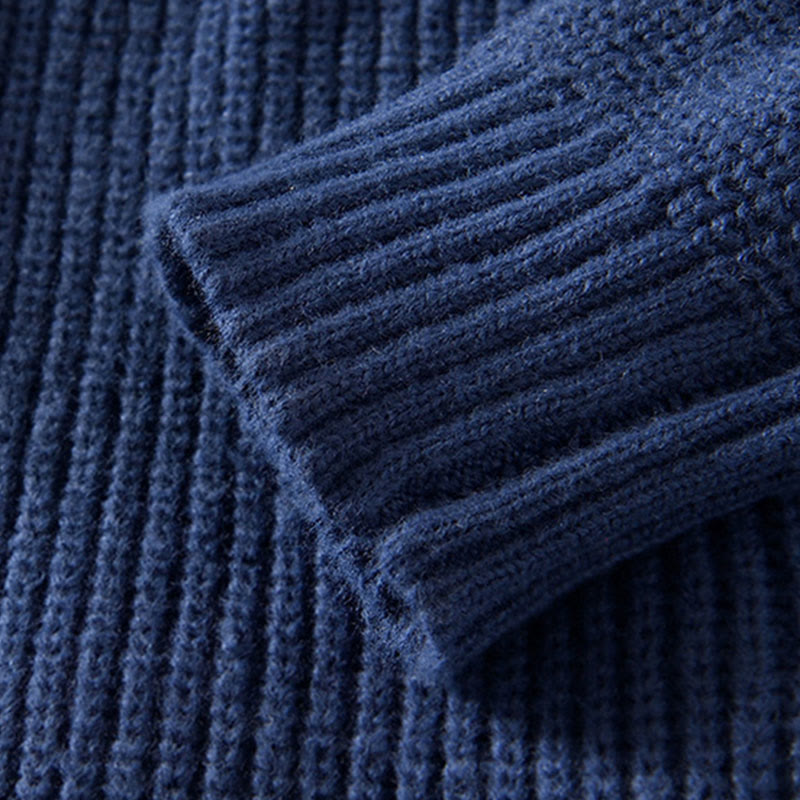 Cardigan invernale in maglia tinta unita con cerniera, da uomo, a maniche lunghe, in cotone, con tasche , Buddha Stones - image 2