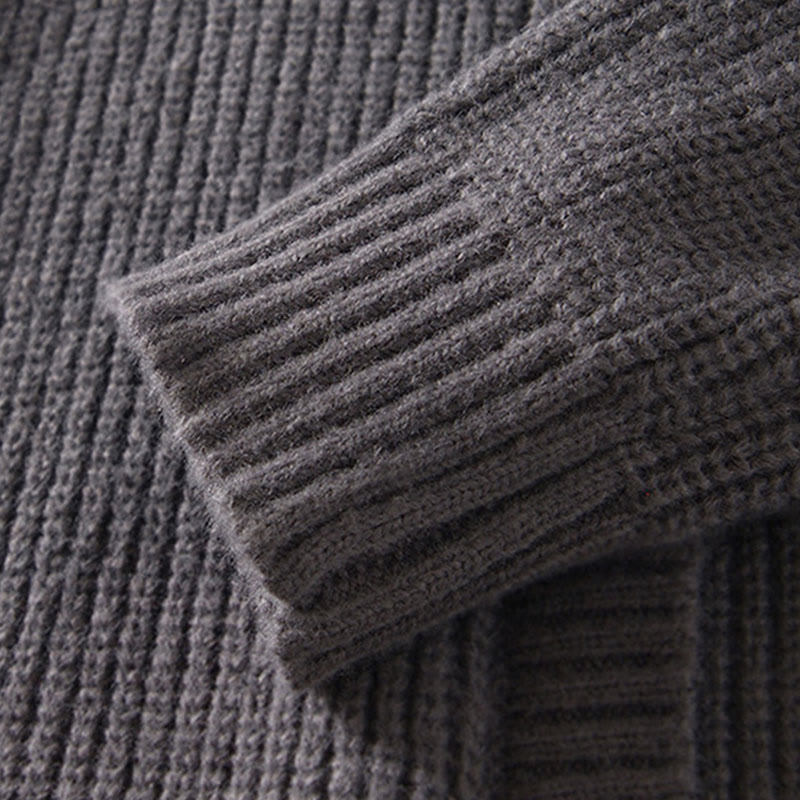 Cardigan invernale in maglia tinta unita con cerniera, da uomo, a maniche lunghe, in cotone, con tasche , Buddha Stones - image 9