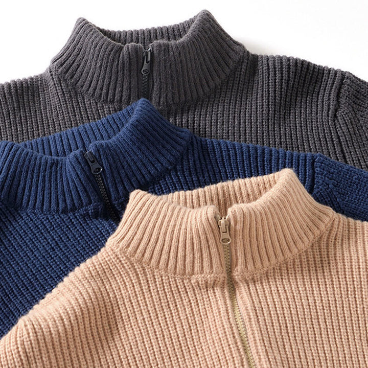 Cardigan invernale in maglia tinta unita con cerniera, da uomo, a maniche lunghe, in cotone, con tasche , Buddha Stones - image 18