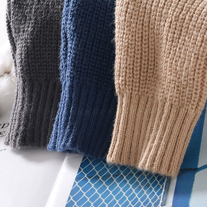 Cardigan invernale in maglia tinta unita con cerniera, da uomo, a maniche lunghe, in cotone, con tasche , Buddha Stones - image 19