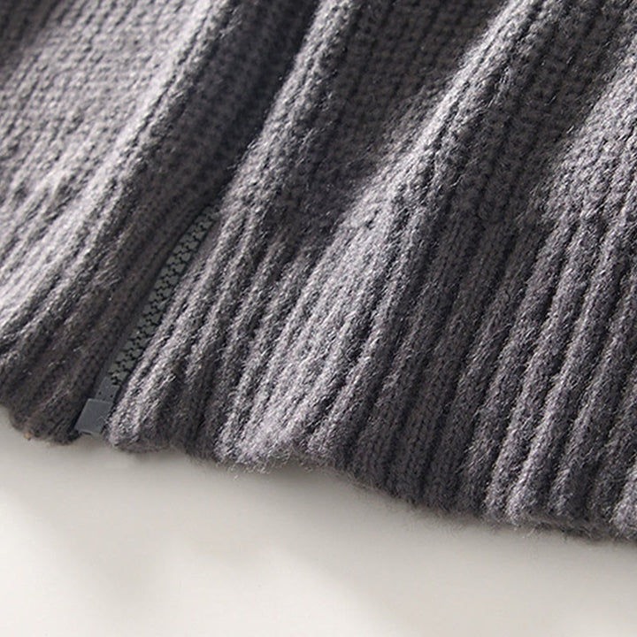 Cardigan invernale in maglia tinta unita con cerniera, da uomo, a maniche lunghe, in cotone, con tasche , Buddha Stones - image 11