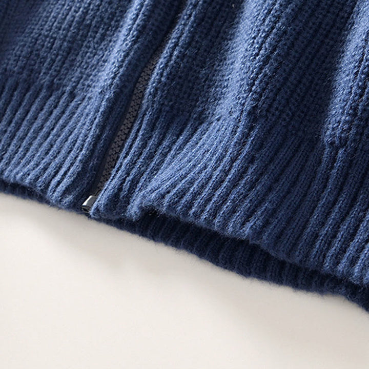 Cardigan invernale in maglia tinta unita con cerniera, da uomo, a maniche lunghe, in cotone, con tasche , Buddha Stones - image 4