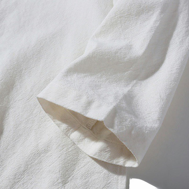 Camicia da uomo in cotone a maniche lunghe con spacchi laterali, stile tang, con bottoni cinesi Buddha Stones - image 31