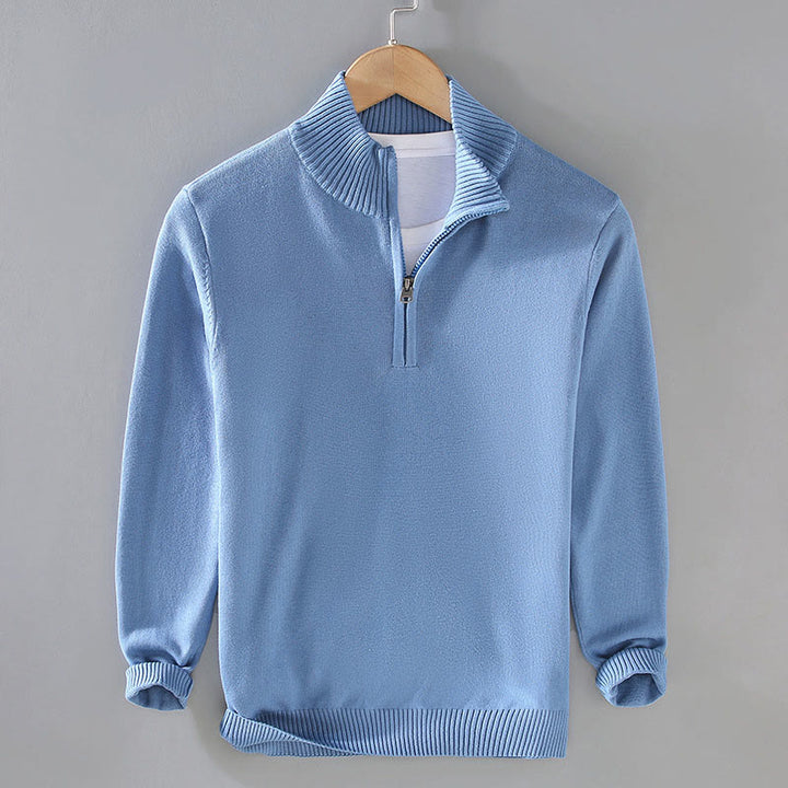 Maglione da uomo in puro cotone con collo alto, maniche lunghe e orlo a coste tinta unita, motivo Buddha Stones - FiordalisoBlu - US/UK/AU42, EU52 (3XL) - image 17