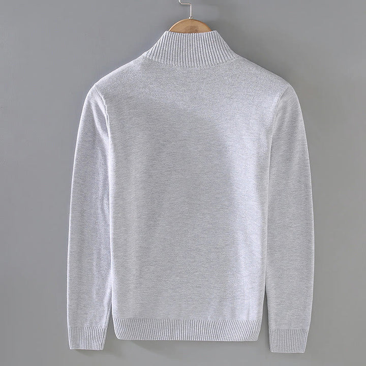 Maglione da uomo in puro cotone con collo alto, maniche lunghe e orlo a coste tinta unita, motivo Buddha Stones - image 3