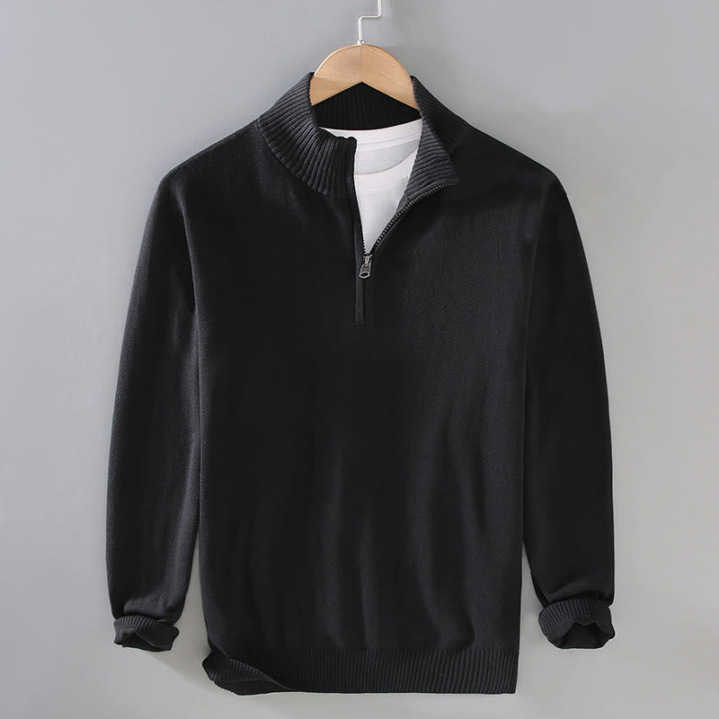 Maglione da uomo in puro cotone con collo alto, maniche lunghe e orlo a coste tinta unita, motivo Buddha Stones - Nero - US/UK/AU42, EU52 (3XL) - image 1
