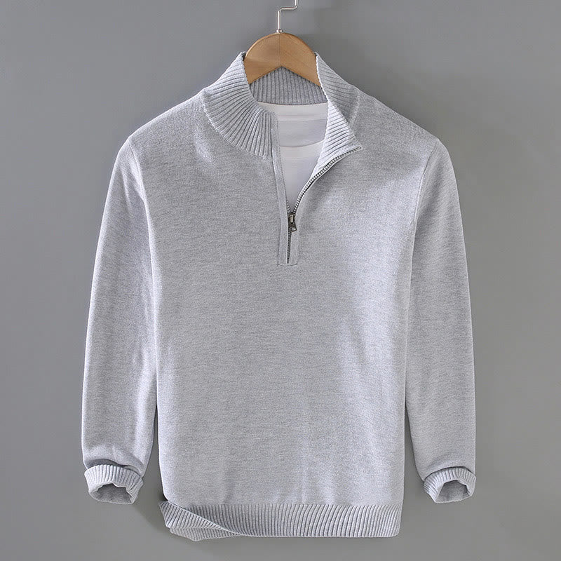 Maglione da uomo in puro cotone con collo alto, maniche lunghe e orlo a coste tinta unita, motivo Buddha Stones - Grigio chiaro - US/UK/AU42, EU52 (3XL) - image 2