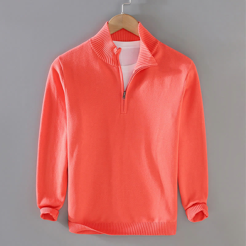 Maglione da uomo in puro cotone con collo alto, maniche lunghe e orlo a coste tinta unita, motivo Buddha Stones - Arancione Rosso - US/UK/AU42, EU52 (3XL) - image 15