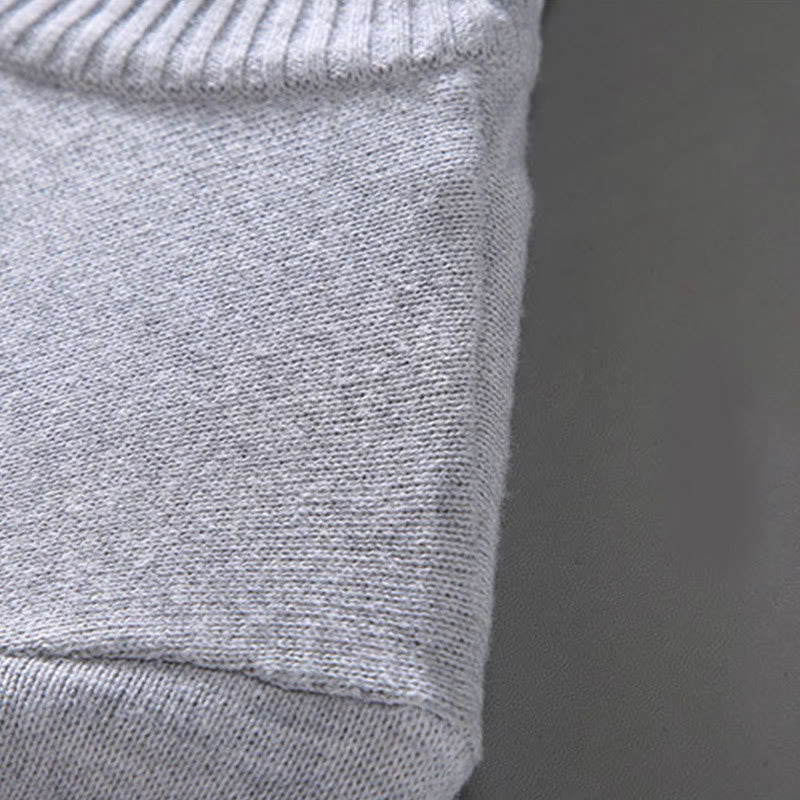 Maglione da uomo in puro cotone con collo alto, maniche lunghe e orlo a coste tinta unita, motivo Buddha Stones - image 6