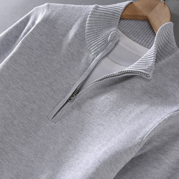 Maglione da uomo in puro cotone con collo alto, maniche lunghe e orlo a coste tinta unita, motivo Buddha Stones - image 4