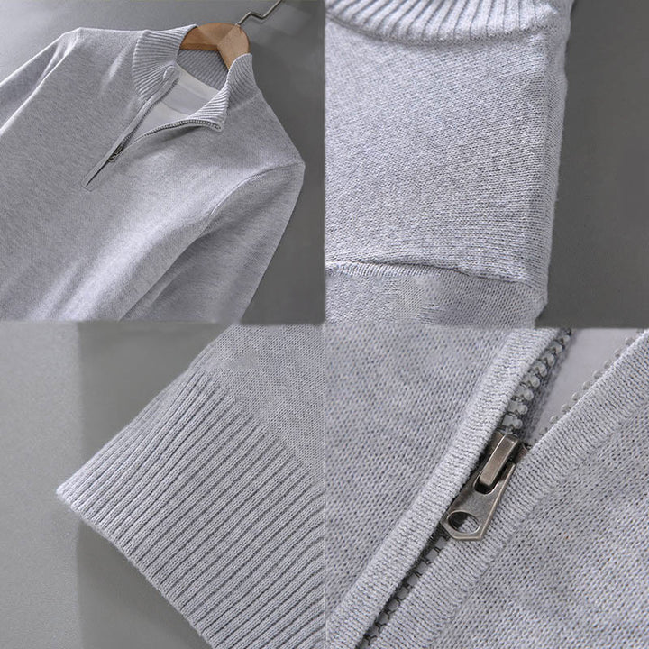 Maglione da uomo in puro cotone con collo alto, maniche lunghe e orlo a coste tinta unita, motivo Buddha Stones - image 13