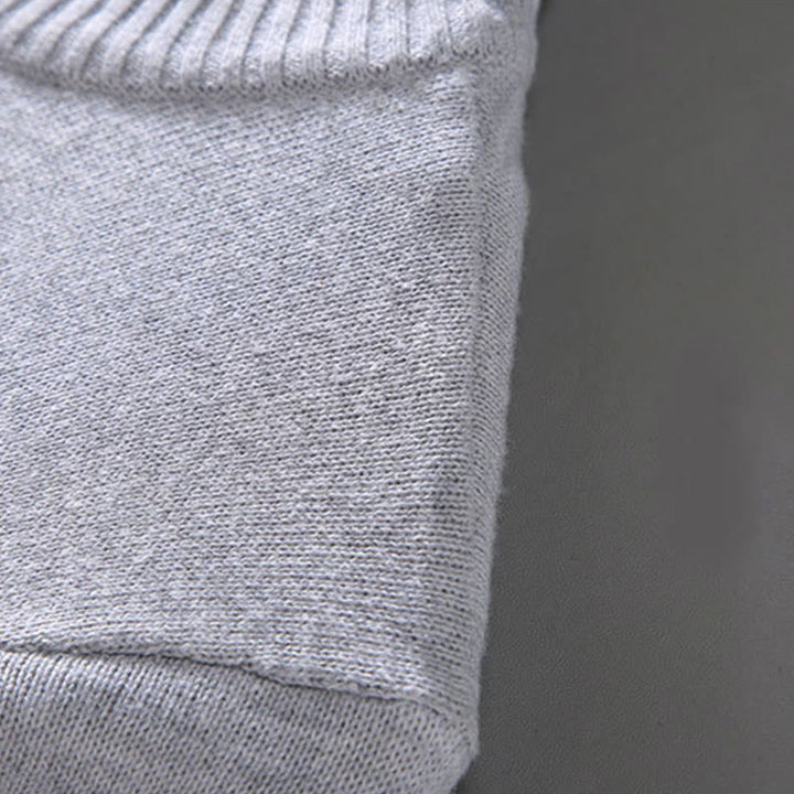 Maglione da uomo in puro cotone con collo alto, maniche lunghe e orlo a coste tinta unita, motivo Buddha Stones - image 6