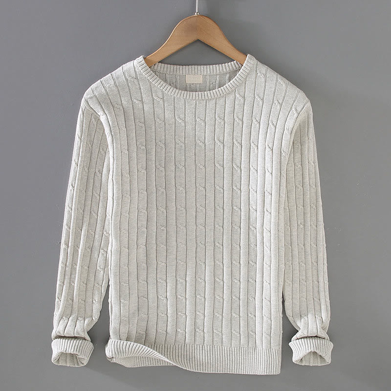 Maglione da uomo in puro cotone con scollo rotondo e maniche lunghe, motivo a trecce Buddha Stones - Biancheria - US/UK/AU42, EU52 (3XL) - image 5