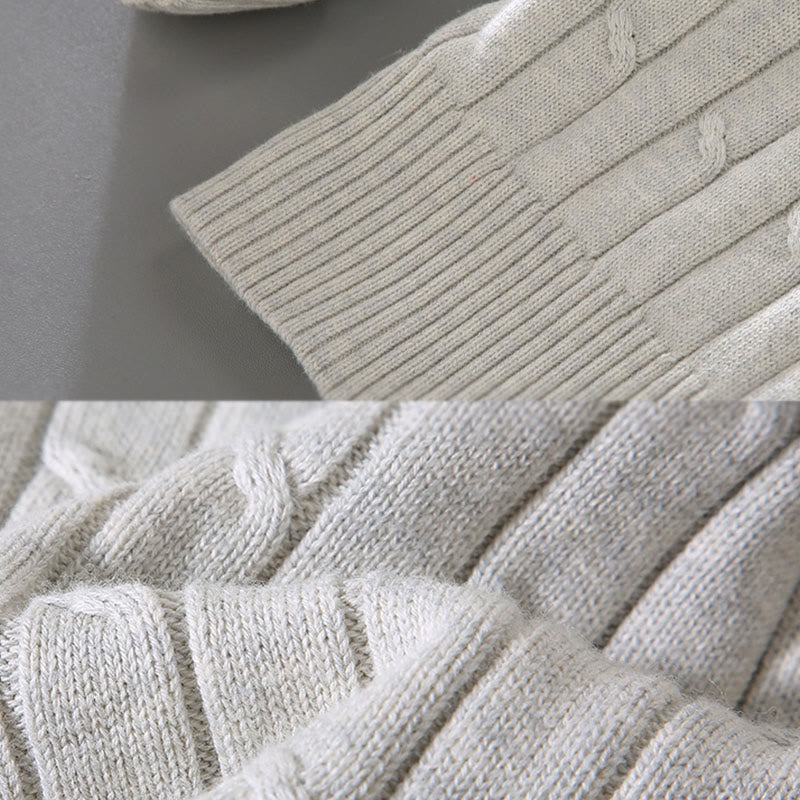 Maglione da uomo in puro cotone con scollo rotondo e maniche lunghe, motivo a trecce Buddha Stones - image 10