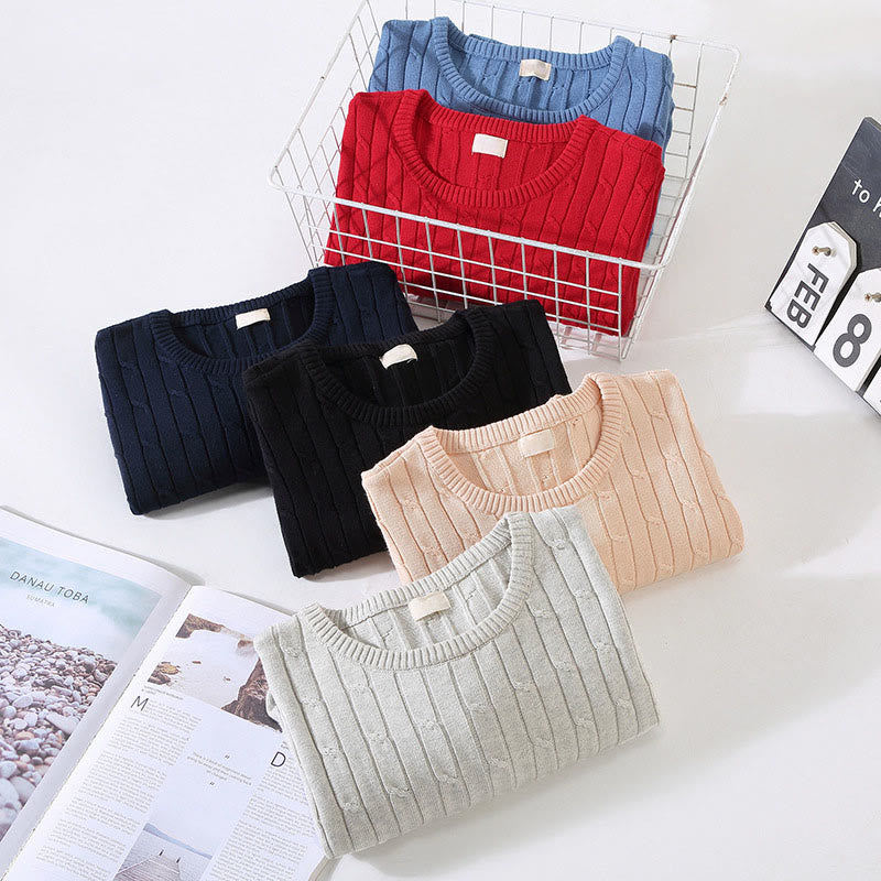 Maglione da uomo in puro cotone con scollo rotondo e maniche lunghe, motivo a trecce Buddha Stones - image 14