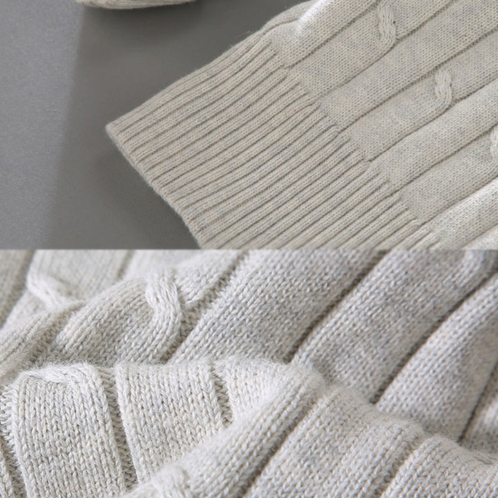 Maglione da uomo in puro cotone con scollo rotondo e maniche lunghe, motivo a trecce Buddha Stones - image 10