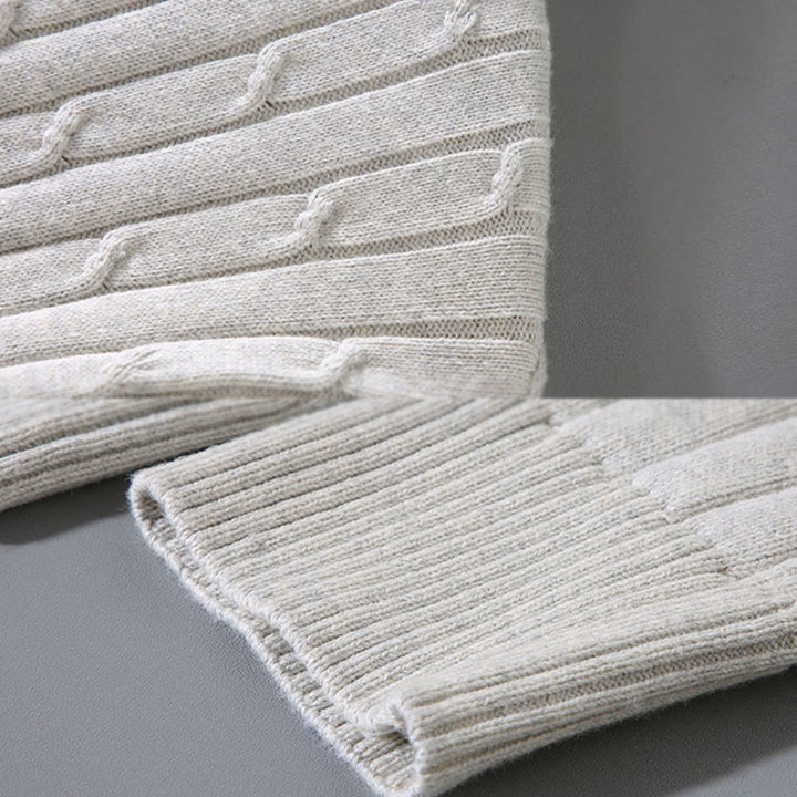 Maglione da uomo in puro cotone con scollo rotondo e maniche lunghe, motivo a trecce Buddha Stones - image 9