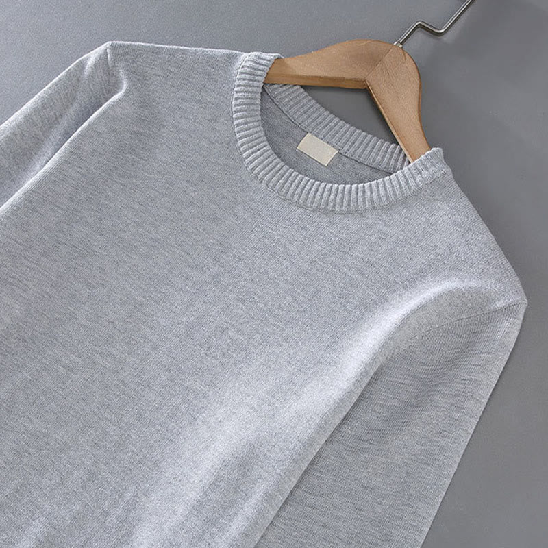 Maglione da uomo a maniche lunghe con scollo rotondo in puro cotone termico con motivo a coste Buddha Stones - image 5