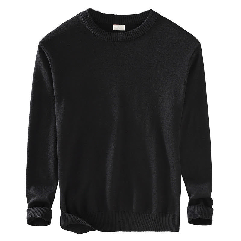 Maglione da uomo a maniche lunghe con scollo rotondo in puro cotone termico con motivo a coste Buddha Stones - image 2