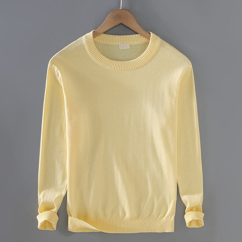 Maglione da uomo a maniche lunghe con scollo rotondo in puro cotone termico con motivo a coste Buddha Stones - Giallo chiaro - US/UK/AU42, EU52 (3XL) - image 10