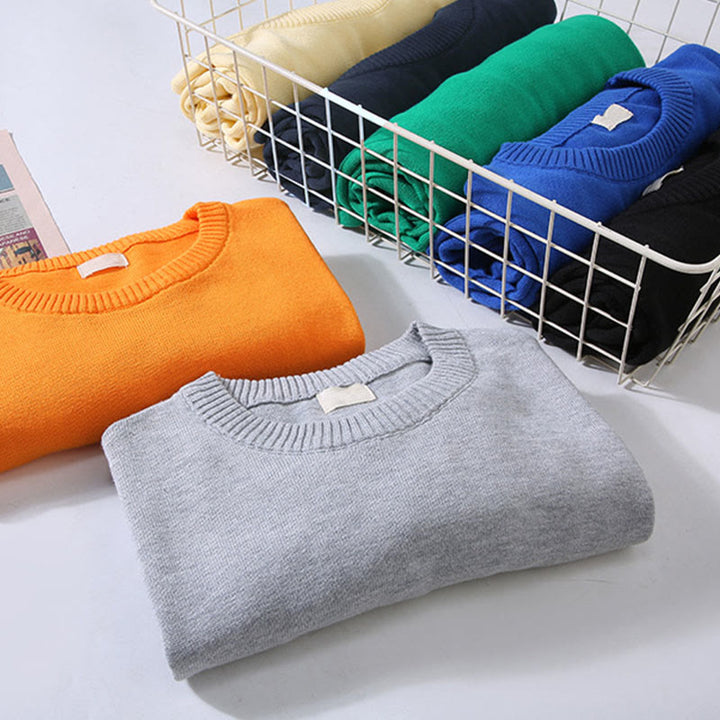 Maglione da uomo a maniche lunghe con scollo rotondo in puro cotone termico con motivo a coste Buddha Stones - image 13
