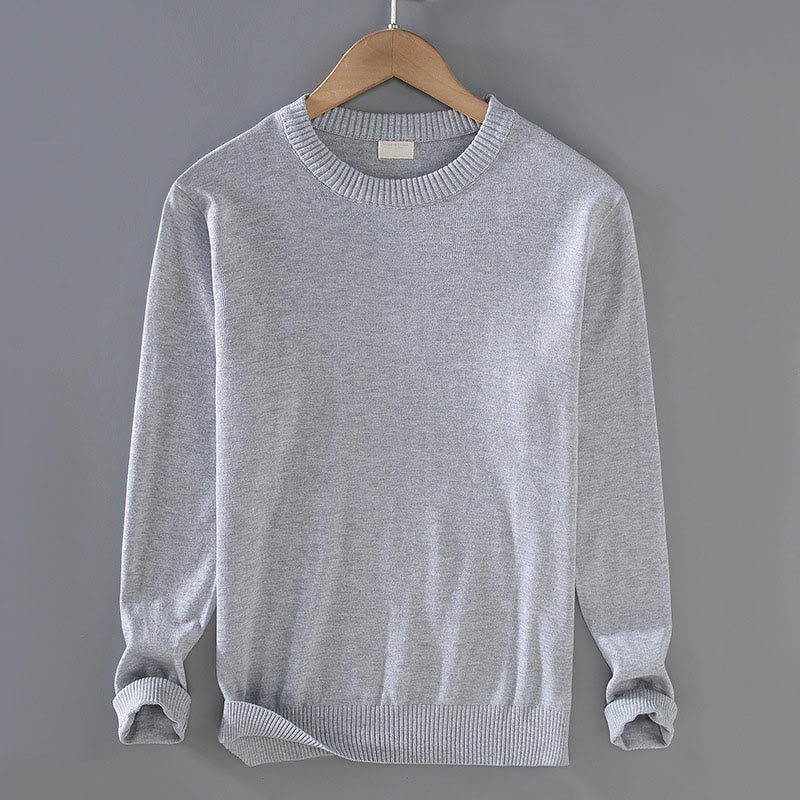 Maglione da uomo a maniche lunghe con scollo rotondo in puro cotone termico con motivo a coste Buddha Stones - Grigio chiaro - US/UK/AU42, EU52 (3XL) - image 3