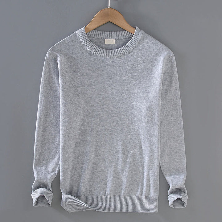 Maglione da uomo a maniche lunghe con scollo rotondo in puro cotone termico con motivo a coste Buddha Stones - Grigio chiaro - US/UK/AU42, EU52 (3XL) - image 3