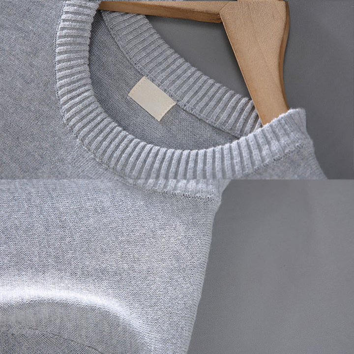 Maglione da uomo a maniche lunghe con scollo rotondo in puro cotone termico con motivo a coste Buddha Stones - image 7