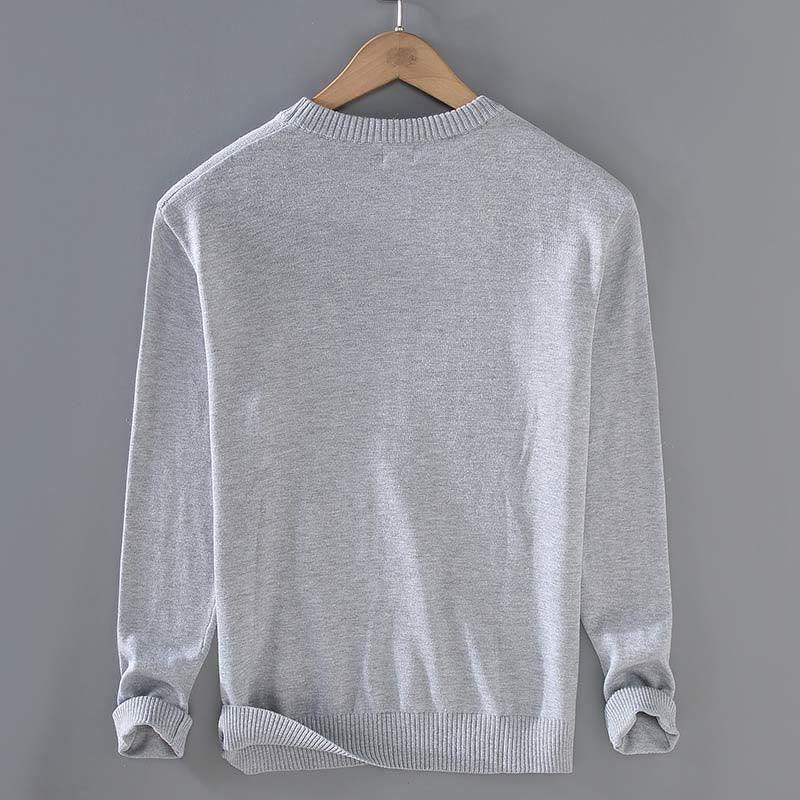 Maglione da uomo a maniche lunghe con scollo rotondo in puro cotone termico con motivo a coste Buddha Stones - image 4