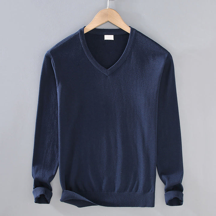 Maglione da uomo a maniche lunghe in cotone con scollo a V, tinta unita e design semplice, motivo Buddha Stones - Blu notte - US/UK/AU42, EU52 (3XL) - image 10
