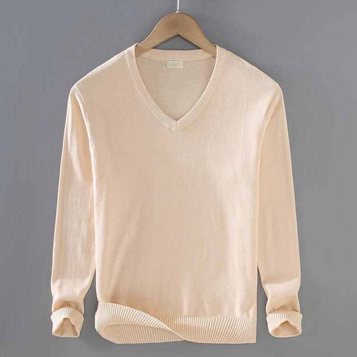 Maglione da uomo a maniche lunghe in cotone con scollo a V, tinta unita e design semplice, motivo Buddha Stones - PapayaWhip - US/UK/AU42, EU52 (3XL) - image 8