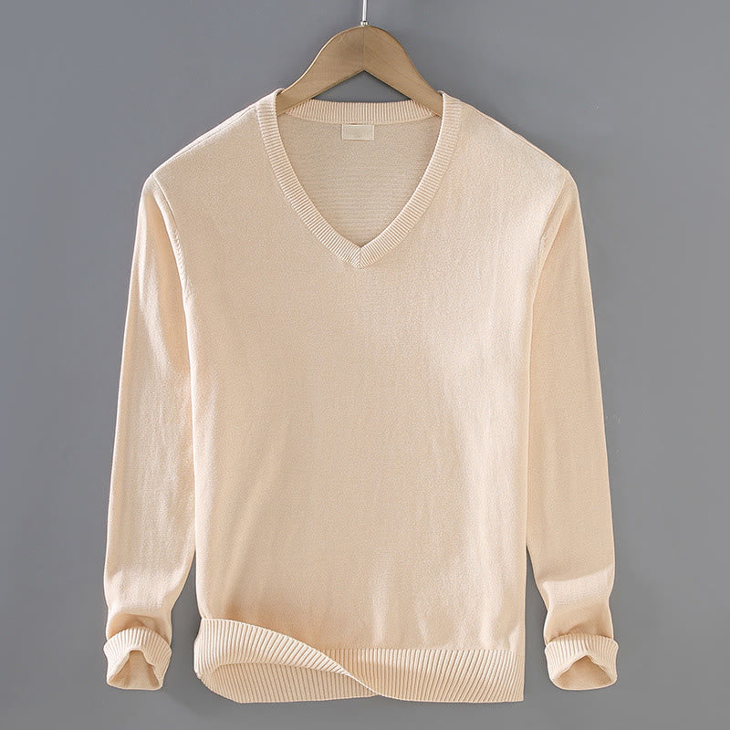 Maglione da uomo a maniche lunghe in cotone con scollo a V, tinta unita e design semplice, motivo Buddha Stones - PapayaWhip - US/UK/AU42, EU52 (3XL) - image 8