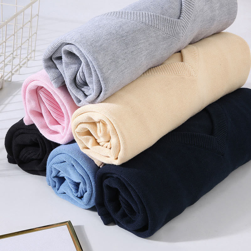 Maglione da uomo a maniche lunghe in cotone con scollo a V, tinta unita e design semplice, motivo Buddha Stones - image 15