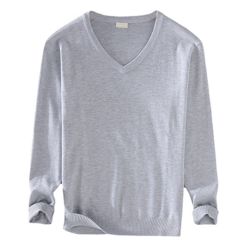 Maglione da uomo a maniche lunghe in cotone con scollo a V, tinta unita e design semplice, motivo Buddha Stones - image 7