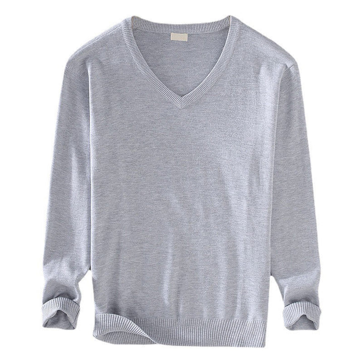 Maglione da uomo a maniche lunghe in cotone con scollo a V, tinta unita e design semplice, motivo Buddha Stones - image 7