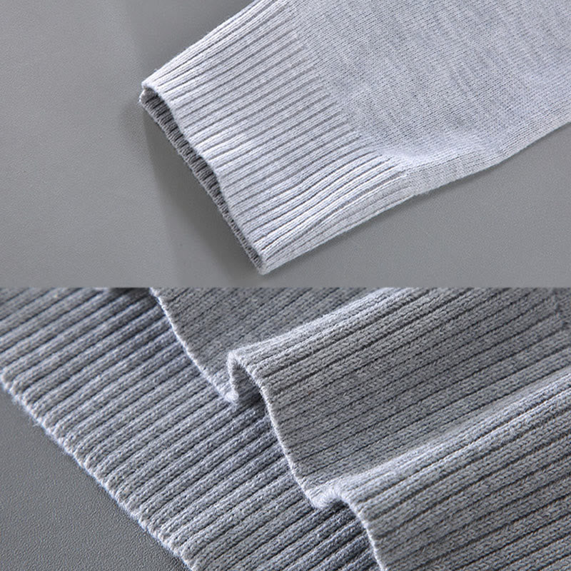 Maglione da uomo a maniche lunghe in cotone con scollo a V, tinta unita e design semplice, motivo Buddha Stones - image 6