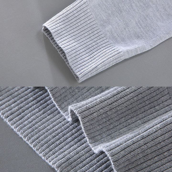 Maglione da uomo a maniche lunghe in cotone con scollo a V, tinta unita e design semplice, motivo Buddha Stones - image 6