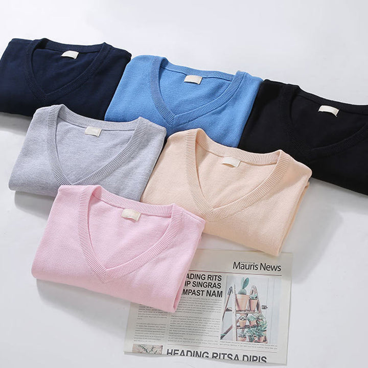 Maglione da uomo a maniche lunghe in cotone con scollo a V, tinta unita e design semplice, motivo Buddha Stones - image 13