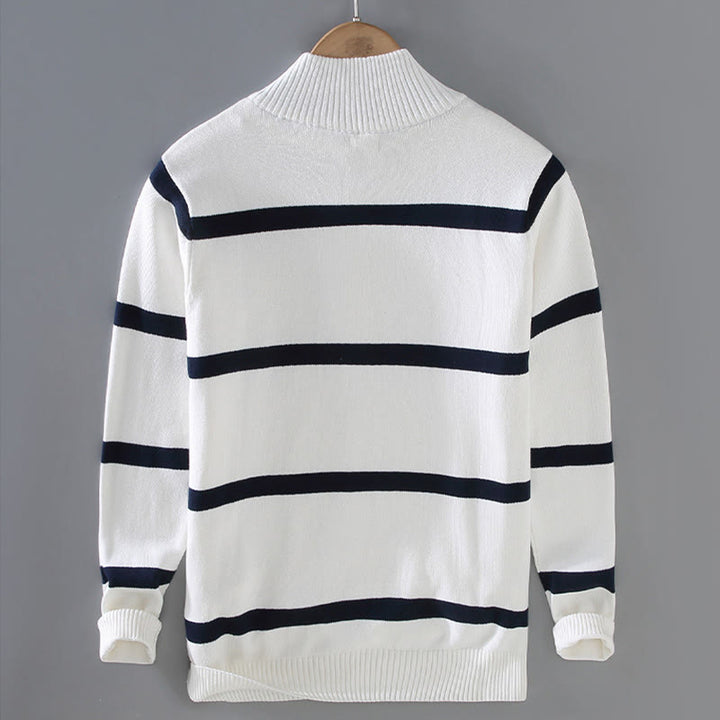 Maglione da uomo in cotone a maniche lunghe con cerniera a mezza lunghezza e strisce a contrasto di colore Buddha Stones - image 2
