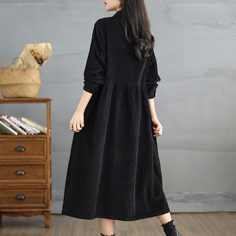 Cappotto da donna in velluto a coste di cotone con tasche e bottoni semplici, a maniche lunghe, Buddha Stones - image 13